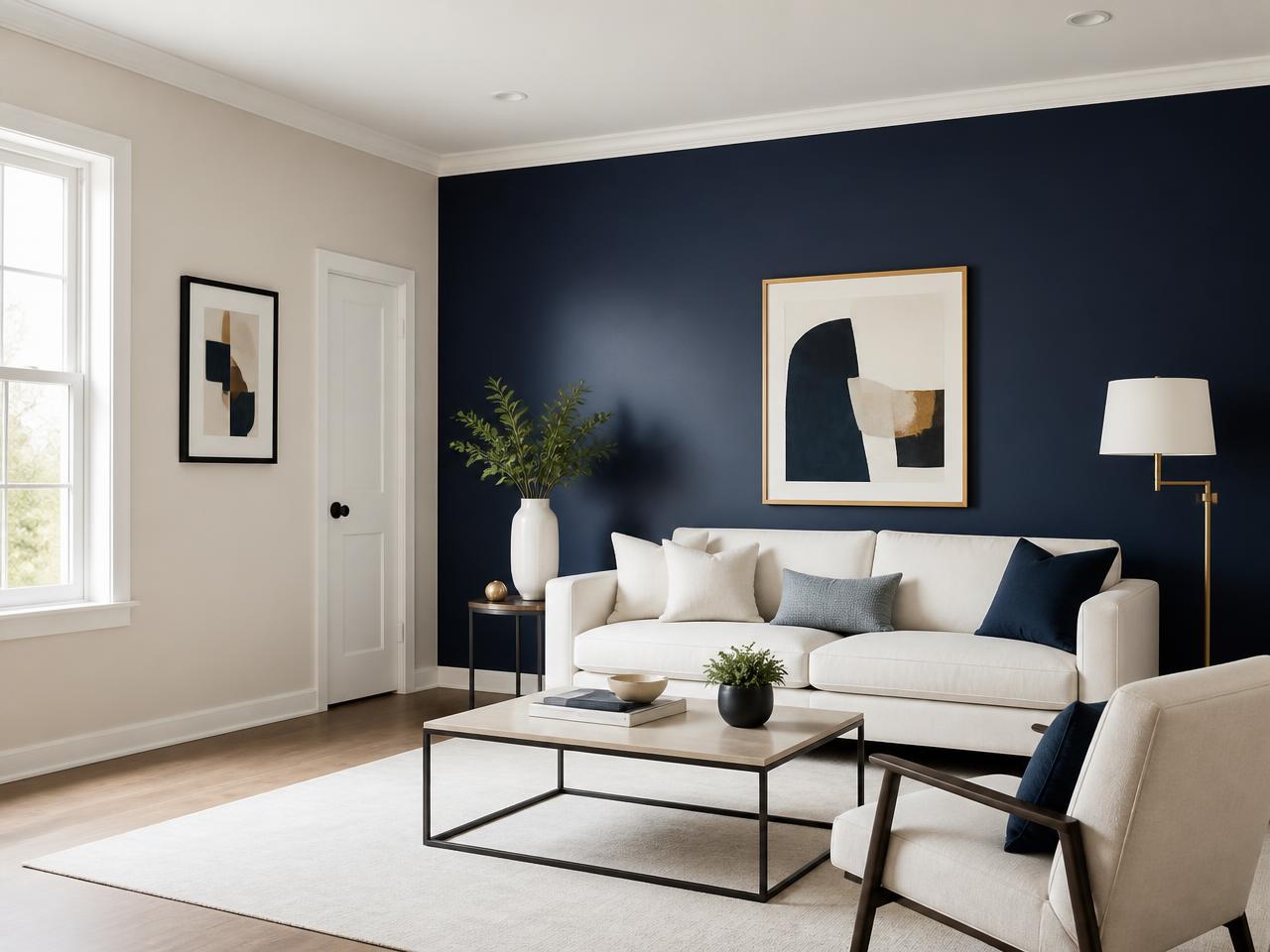 Sala residencial com acabamento de pintura impecável